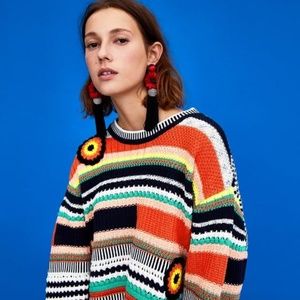 zara multicolored crochet sweater